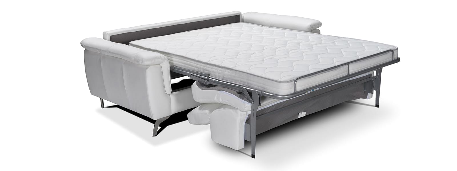 מערכת ישיבה פינתית משולבת בד ועור עם פתיחת למיטה זוגית ULLISE