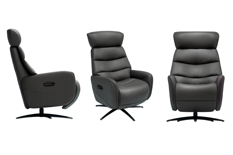 כורסא מעור או בד מסתובבת עם ריקליינר כורסא דגם MIO E104
