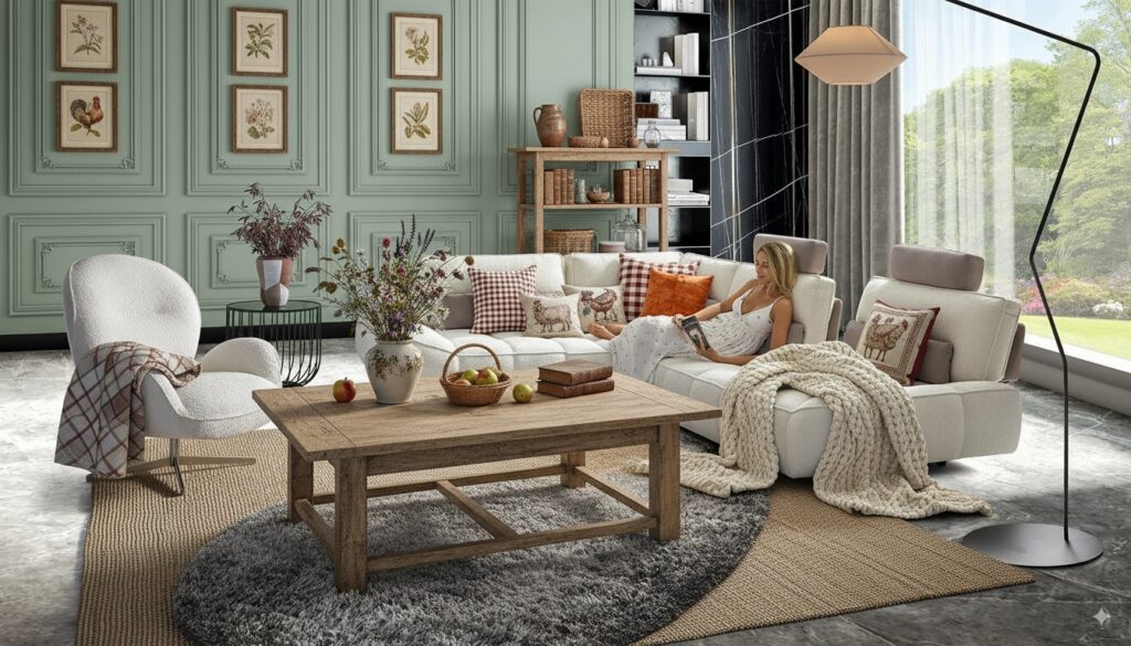 עיצוב סלון כפרי