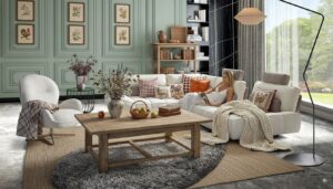 עיצוב סלון כפרי