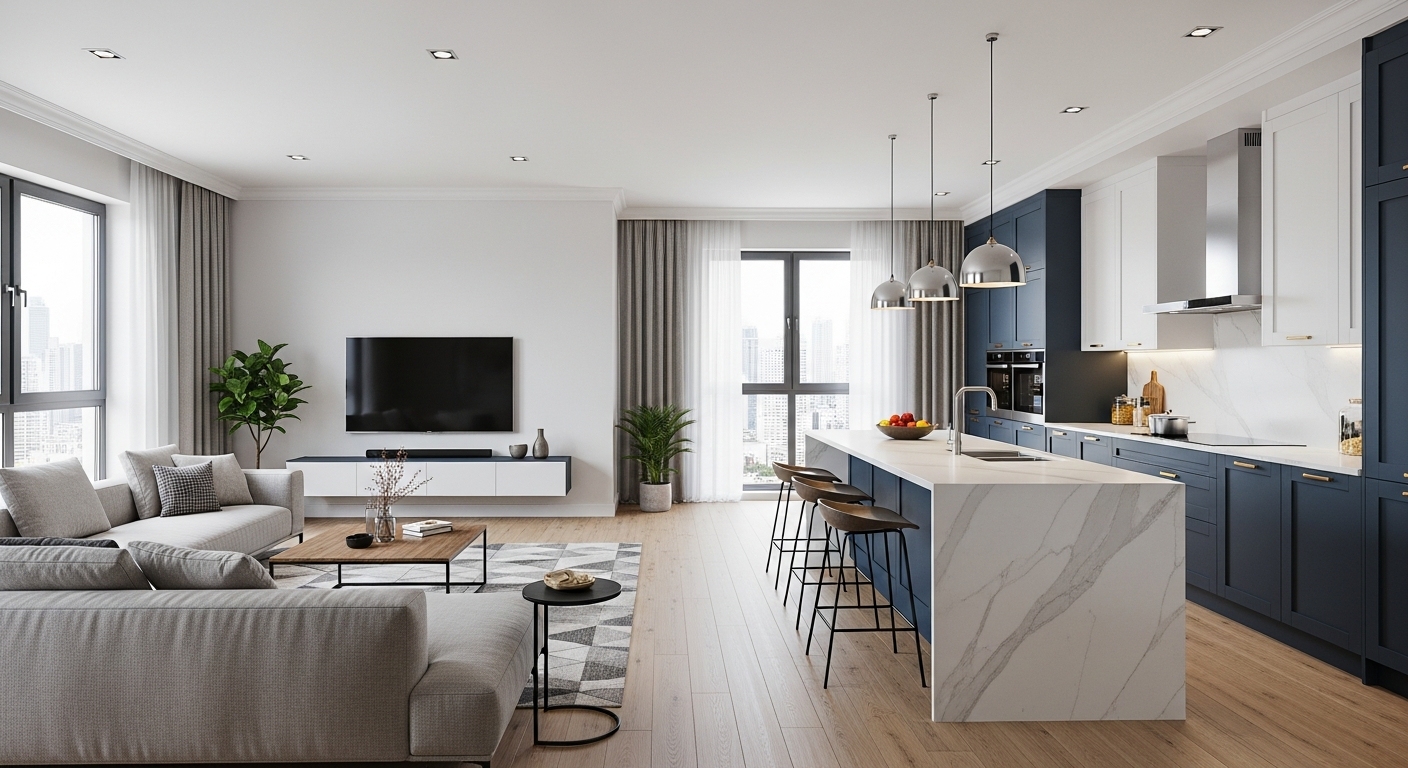 סלון עם מטבח פתוח